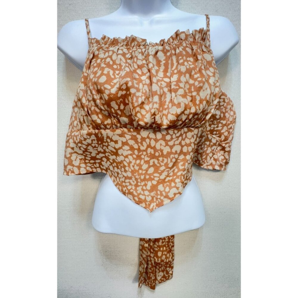 Lily Star Women's Rayon Cami Crop Top Summer Size XL Beige Sleeveless Stretch